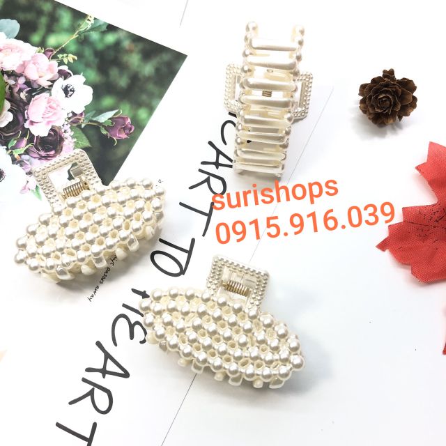 Kẹp tóc oval giả ngọc, Kẹp càng cua gấp toc