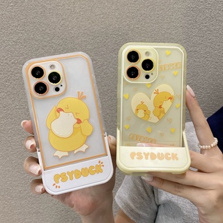 Ốp Điện Thoại Silicone Mềm Trong Suốt Có Giá Đỡ Hình Vịt Cho iPhone 7 8 Plus 11 12 13 Pro MAX X XR XS MAX SE 2020 2022