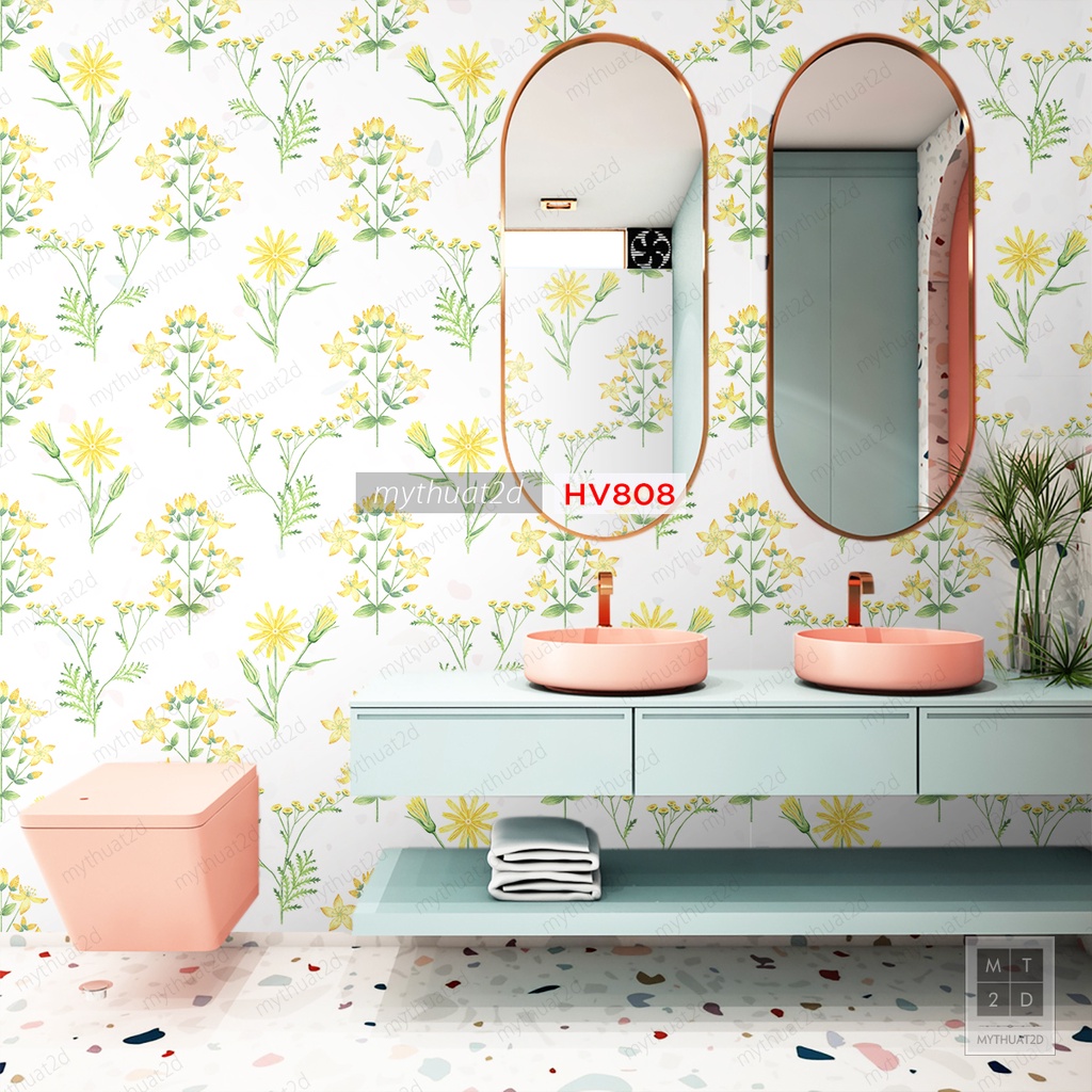 Decal không thấm nước, decor dán bếp, nhà tắm, hoa văn FLEA