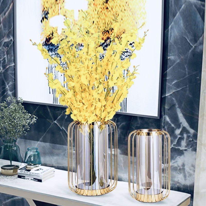 🌼Bộ 2 Bình thủy tinh Golden Royal Decor Nội Thất Phòng Khách hiện đại 🌼🍁Lọ hoa trang trí để bàn đẹp giá rẻ🍁✨F20Beauty✨