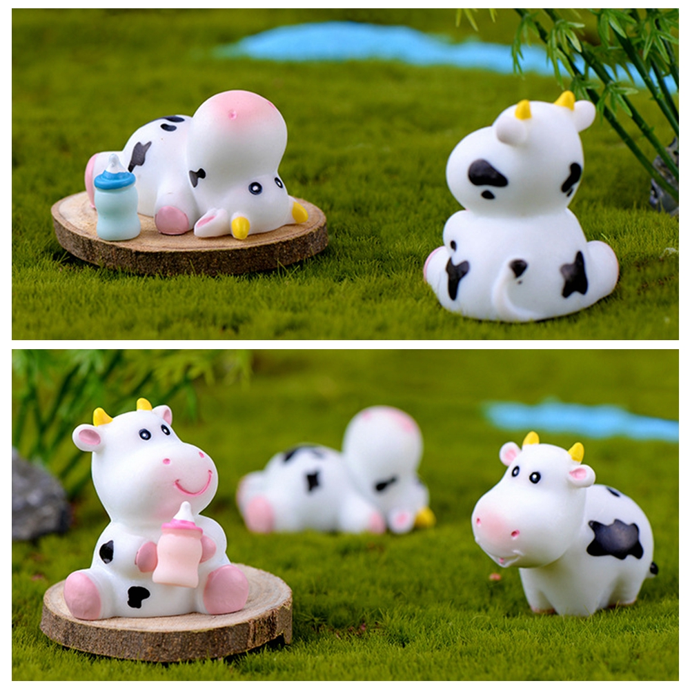 1 Đồ trang trí Chú Bò Sữa Mini Dễ Thương Cho Trang Trí