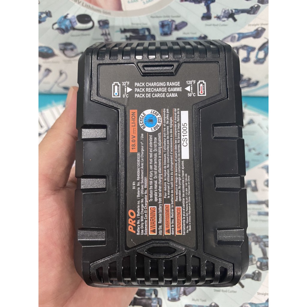 Vỏ mạch pin AEG - RidGid 18V 5.0Ah Li-ion, Led báo pin và nhận sạc zin. BN.