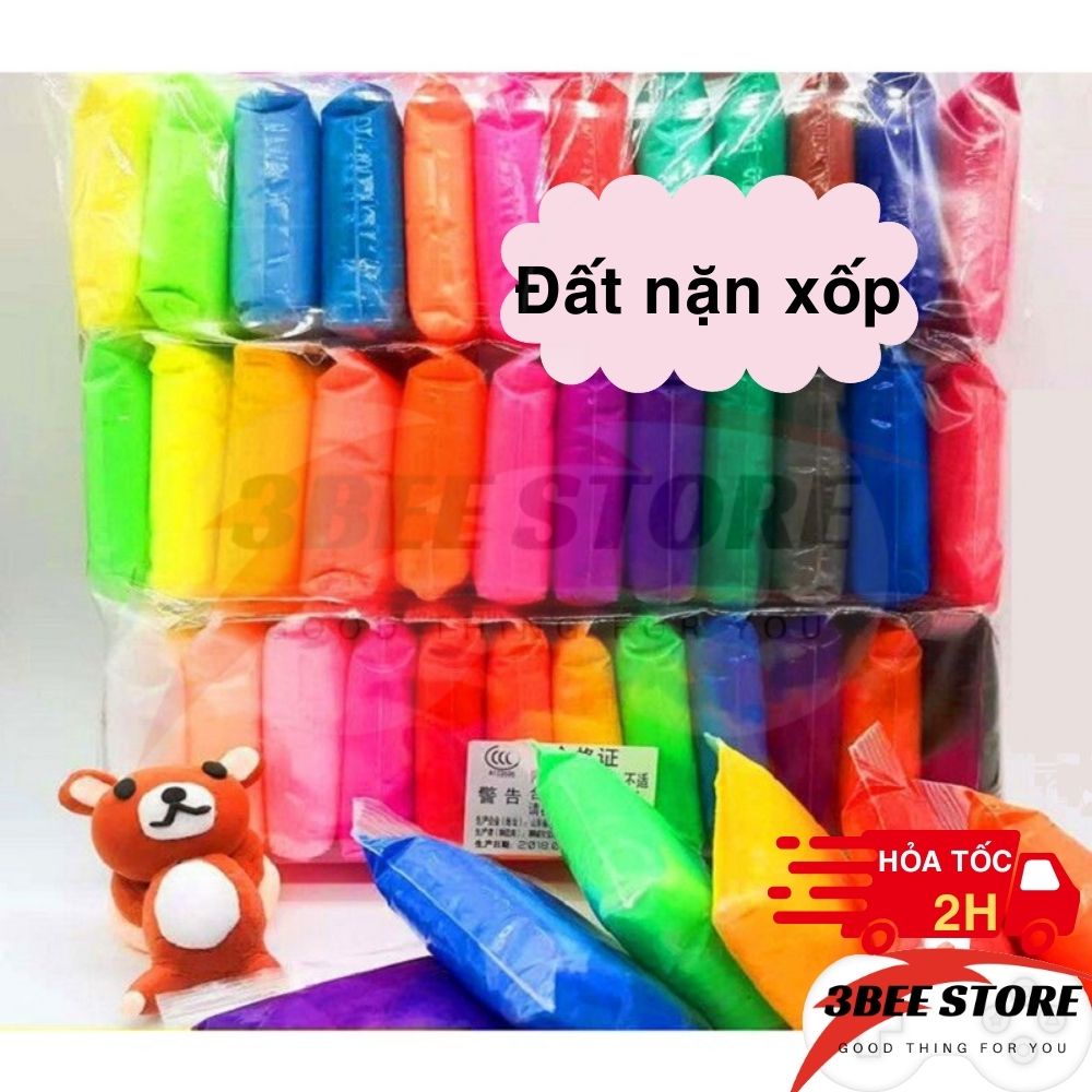 Softclay, Đất nặn, đất sét tự khô thành xốp nhiều màu, đồ chơi an toàn cho bé 3beehome SU023