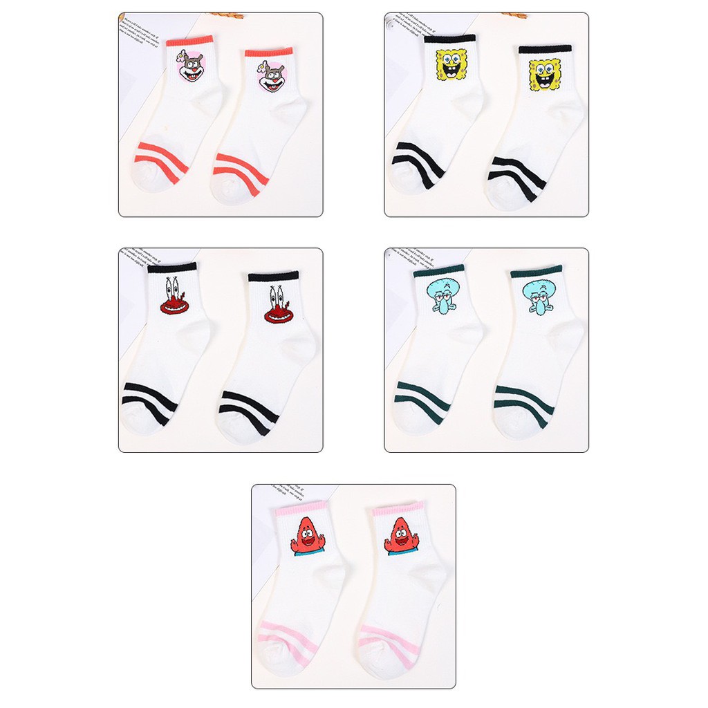 Set 5 đôi tất hoạt hình Mivino cổ cao nam nữ cute TN27
