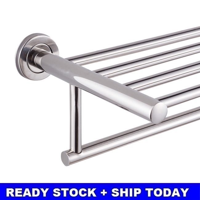 60Cm Stainless Steel Wall Mounted Bathroom Towel Rack Single Layer Rail Holder