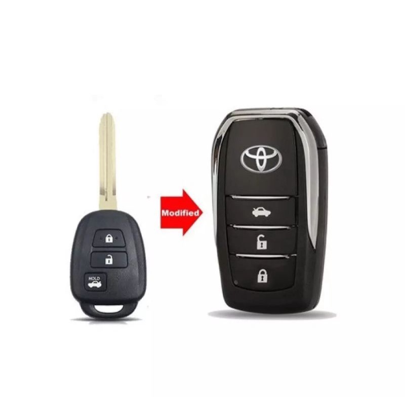 Vỏ chìa khóa độ gập toyota 3 nút thẳng  xe Vios , Altis , Camry , Innova , Yaris , Corolla