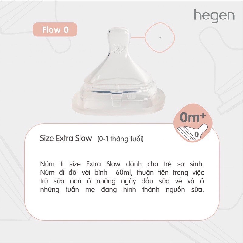 Núm ti Hegen thay thế bình sữa Hegen chính hãng cho bé đủ size 0/ 1/ 2/ 3/ Y cut
