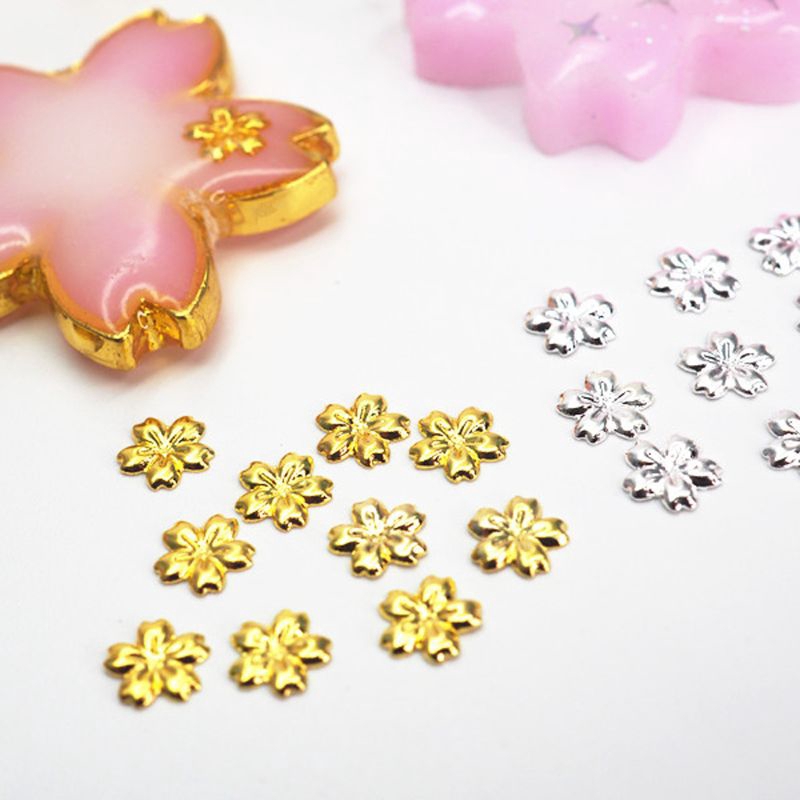 Bộ 100 hạt hoa anh đào resin UV lấp đầy khuôn ngọc mài tròn