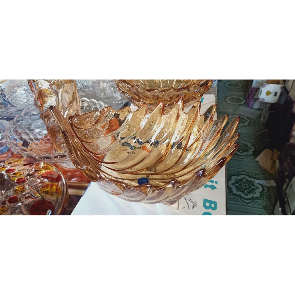 [Bigshop – kênh bán lẻ giá rẻ] khay thủy tinh đựng hoa quả bánh kẹo hình lá sang chảnh (có hai dáng sâu và nông)