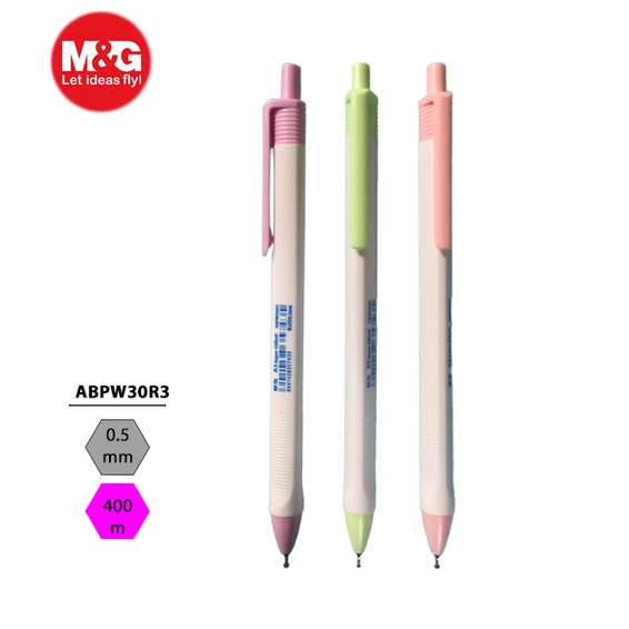 Bút bi nét mảnh thân tam giác mực dầu ABPW30R3 hộp 40 cây vỏ pastel ngòi 0.5 mực xanh viết êm trơn hàng chính hãng M&G