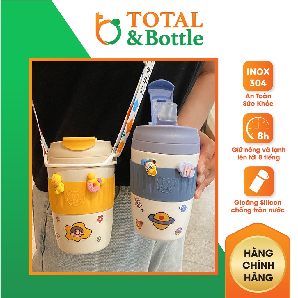 Bình nước giữ nhiệt dễ thương, bình đựng nước chân không inox 304 dành cho phụ nữ 370ml - Total Bottle