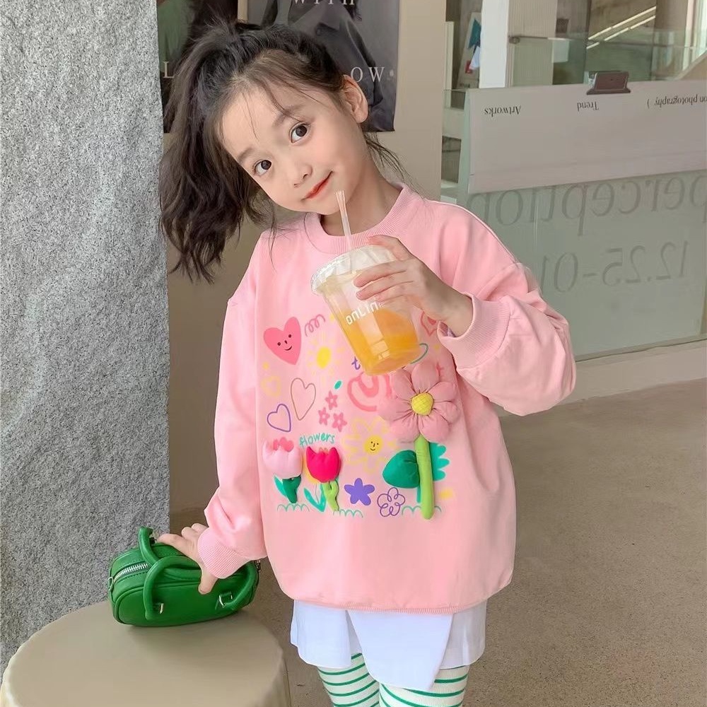 Áo Hoodie Họa Tiết Hoa Ba Chiều Phong Cách Hàn Quốc Mới Cho Nữ