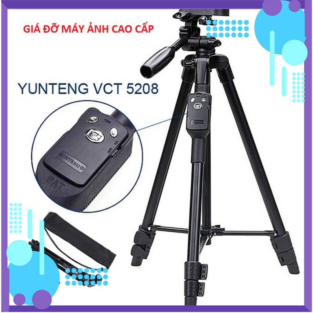 Chân Máy Ảnh Camera, Giá Đỡ Điện Thoại Chuyên Nghiệp Yunteng VCT 5208 Livestream