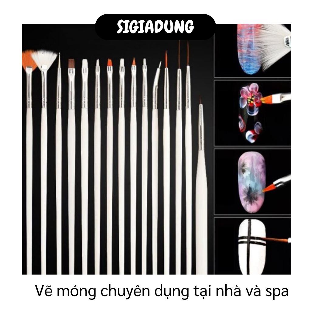 [SGD] Cọ Vẽ Móng - Bộ 15 Cây Cọ Vẽ Nails Chuyên Dụng, Tán Vân Đá 6012