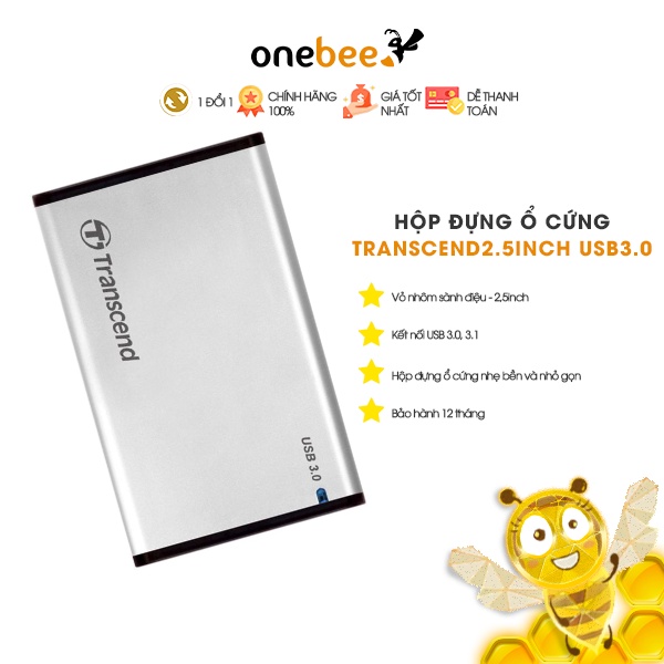 Hộp đựng ổ cứng Transcend 2.5 inch USB 3.0 màu bạc TS0GSJ25S