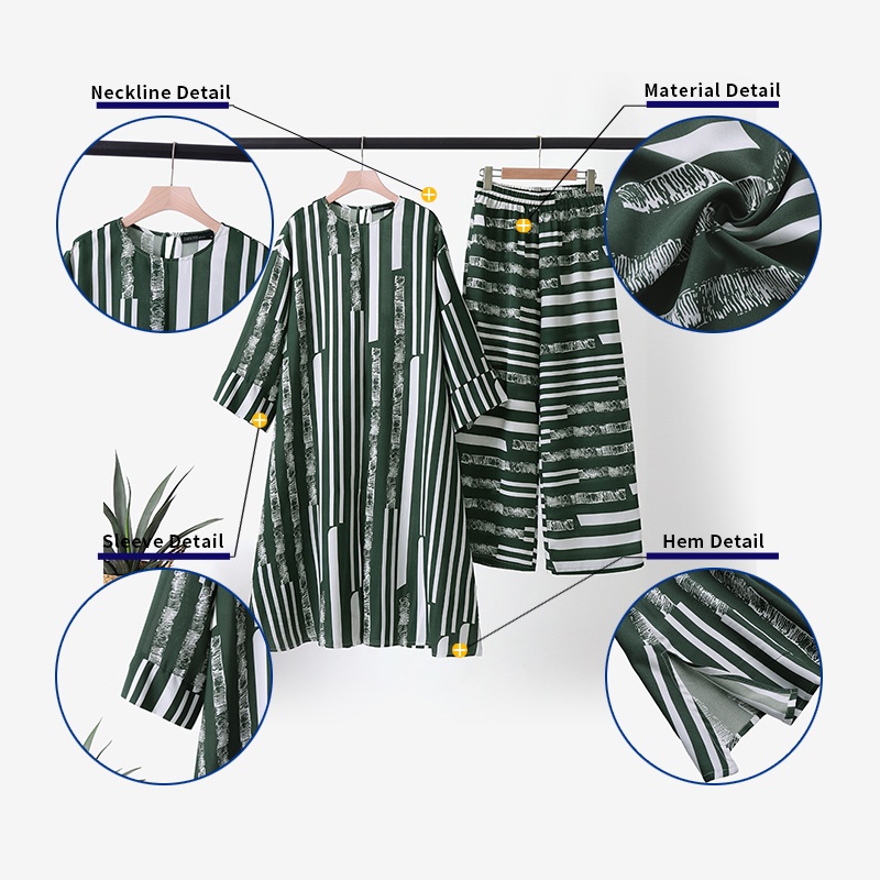 Set trang phục ZANZEA áo dáng dài tay dài và quần dài lưng thun ống rộng in họa tiết thời trang hồi giáo dành cho nữ