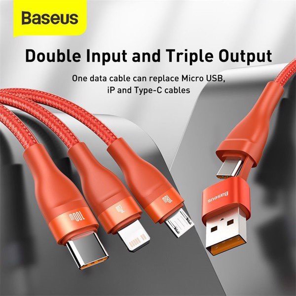 Cáp sạc nhanh 3 đầu Baseus Flash Series 3 in1 Plus
