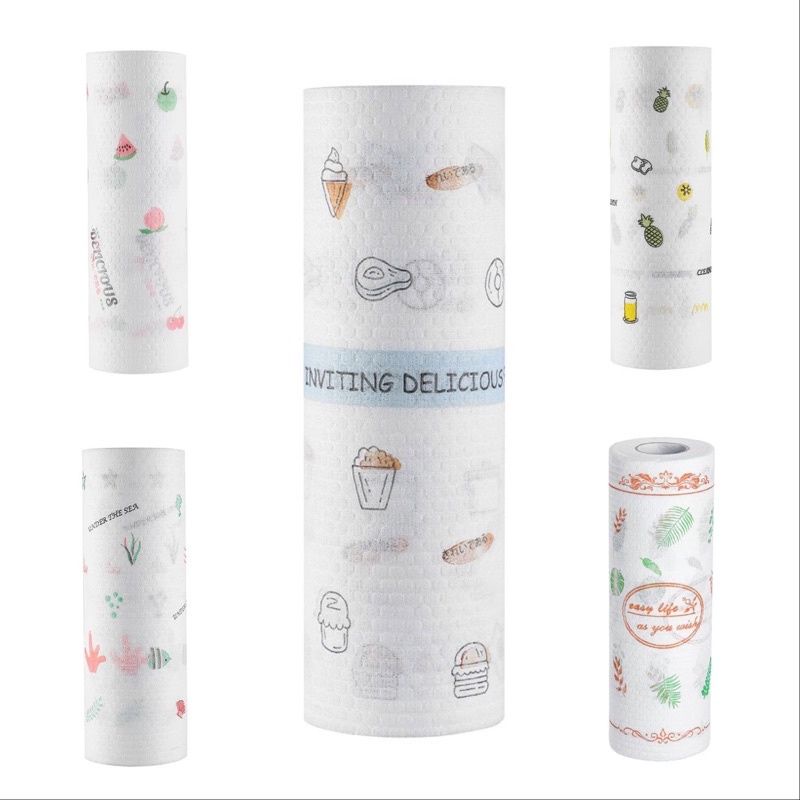 SET 4 Cuộn Giấy Lau Nhà Bếp Đa Năng - Tờ Màu Trắng Có Thể Giặt Được