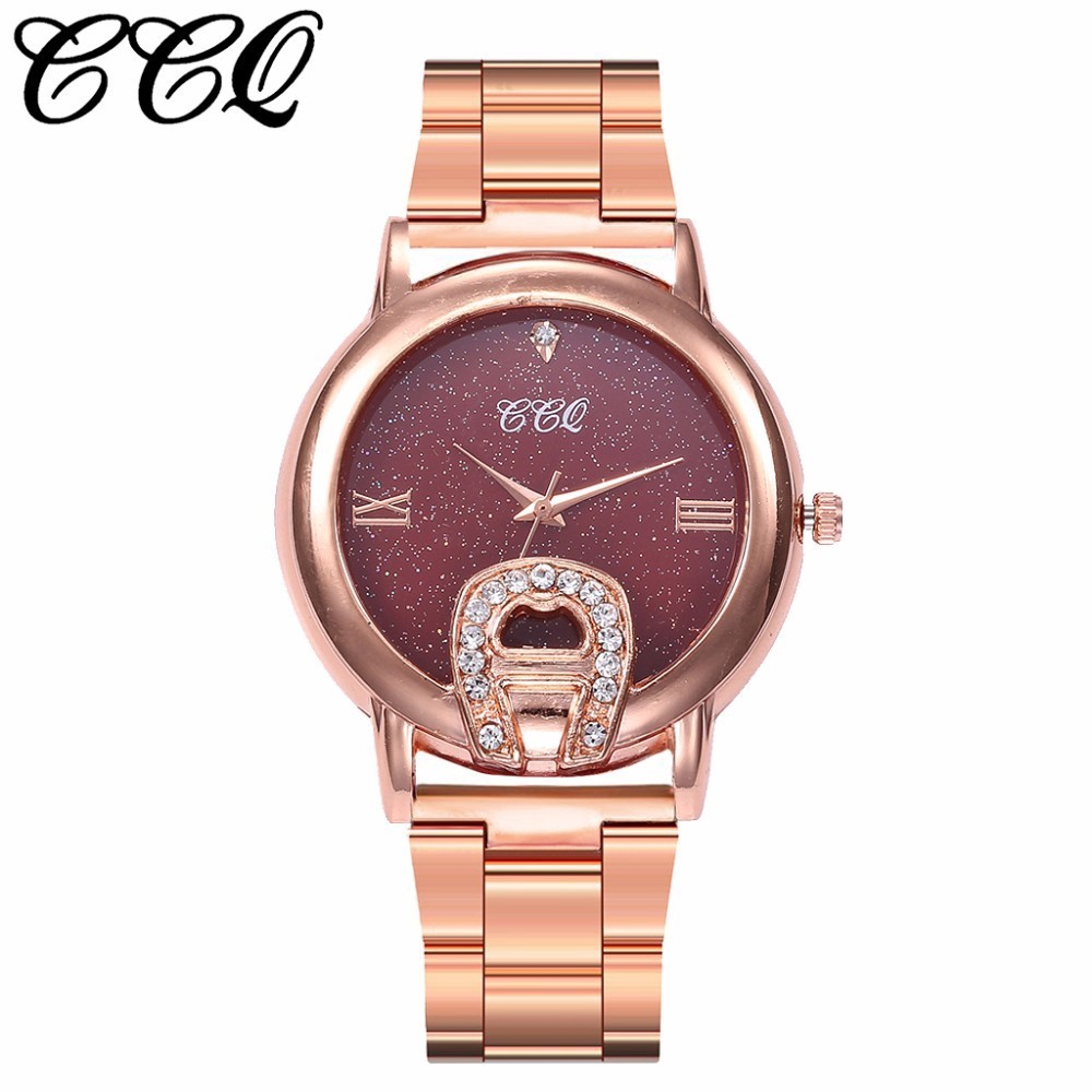 Đồng hồ analog máy quartz nữ màu rose gold