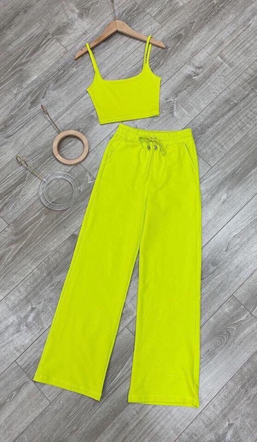 Set ba lỗ crotop quần dài-kèm hình thật