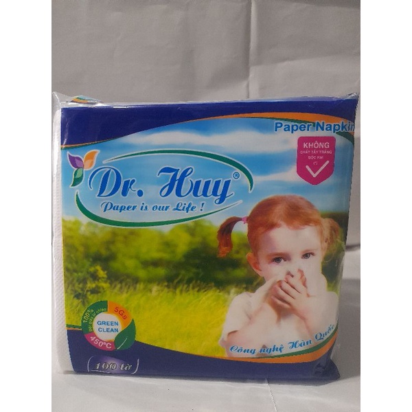 Khăn giấy vuông ăn Dr. Huy 100 tờ loại 1