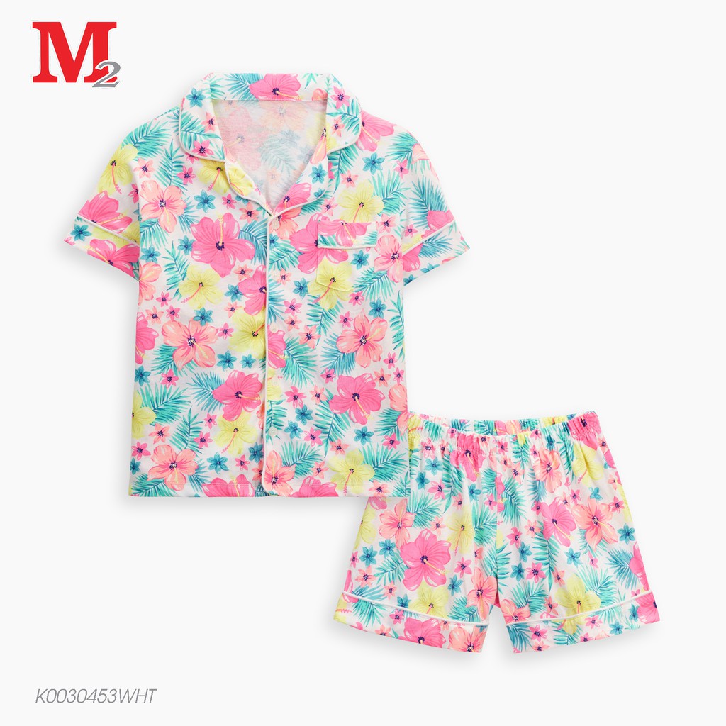 [Mã BMBAU50 giảm 7% đơn 99K] Bộ pyjama cho bé gái quần đùi và áo cộc tay họa tiết hoa dâm bụt K0030453 Thời trang M2