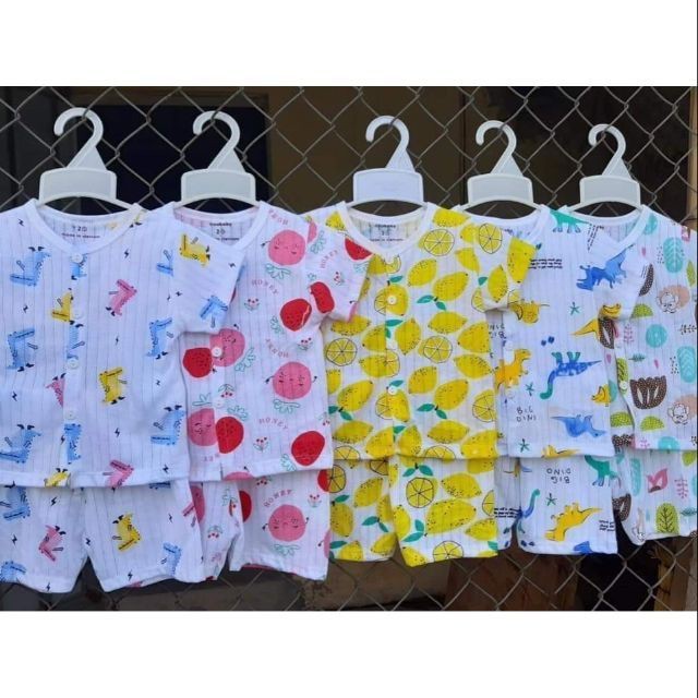 bộ cotton giấy Unchi siêu mát cho bé