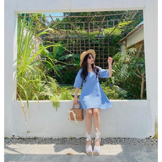 Đầm chữ A Gấm Xanh