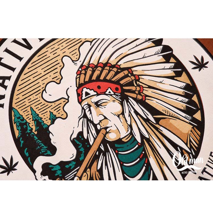 Áo Thun In Vintage Bộ Lạc, Áo Phông Retro Nam Cổ Tròn Cổ Điển Cotton Thoáng Mát, Vải Mịn, Phong Cách Amekaji OLDMAN | BigBuy360 - bigbuy360.vn