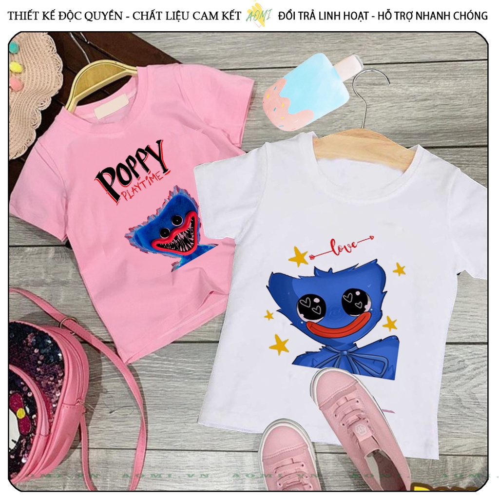 ÁO THUN HUGGY WUGGY HOT 2022 PHÔNG NAM NỮ GIA ĐÌNH CẶP ĐÔI CÓ SIZE TRẺ EM CHO BÉ TRAI GÁI AOMIVN