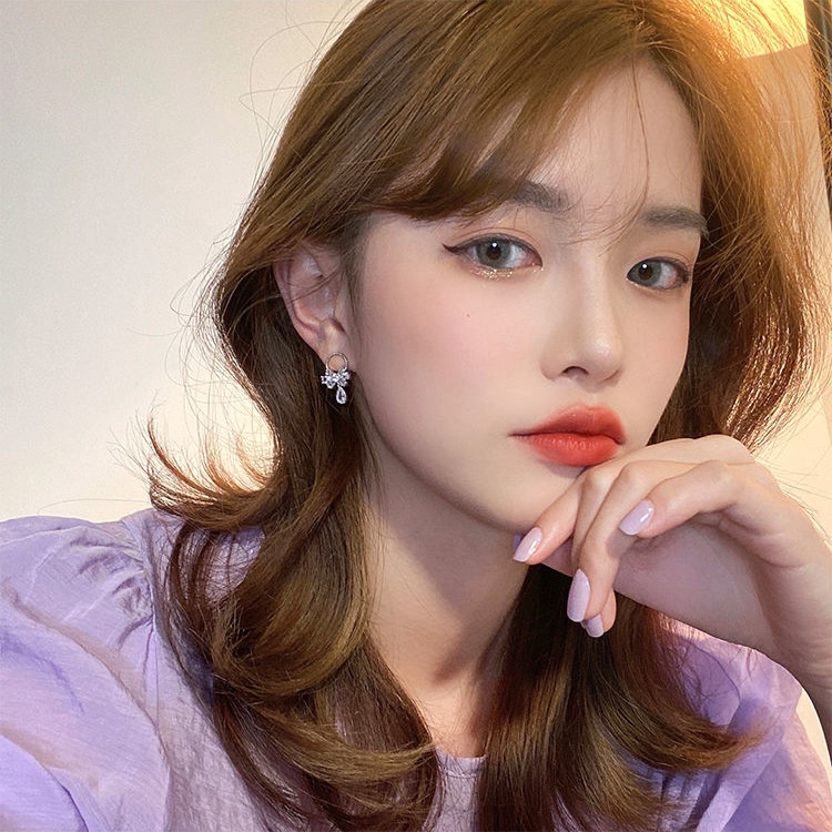 【Kifli】 Bông Tai Hình Nơ Đính Đá Cao Cấp Thời Trang Ngọt Ngào Dành Cho Nữ