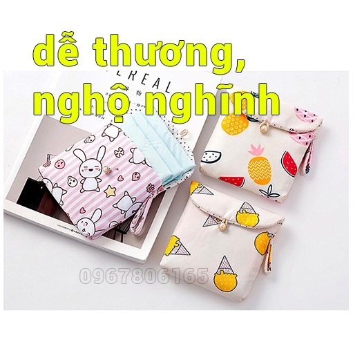 Túi vải đựng băng vệ sinh, đồ dùng cá nhân cho nữ nhỏ gọn, dễ thương