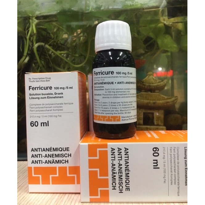 Ferricure 100mg/ 5ml lọ 60ml bổ sung sắt cho bé