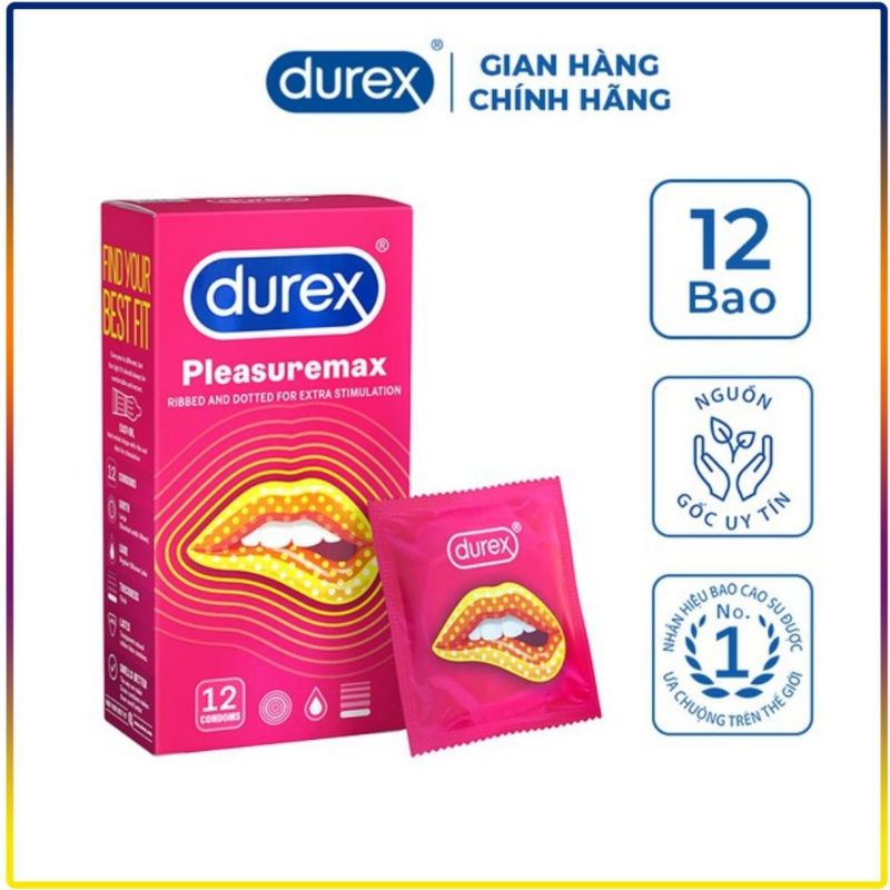 Bao cao su gai Durex Pleasuremax 12pcs. hỗ trợ quan hệ.