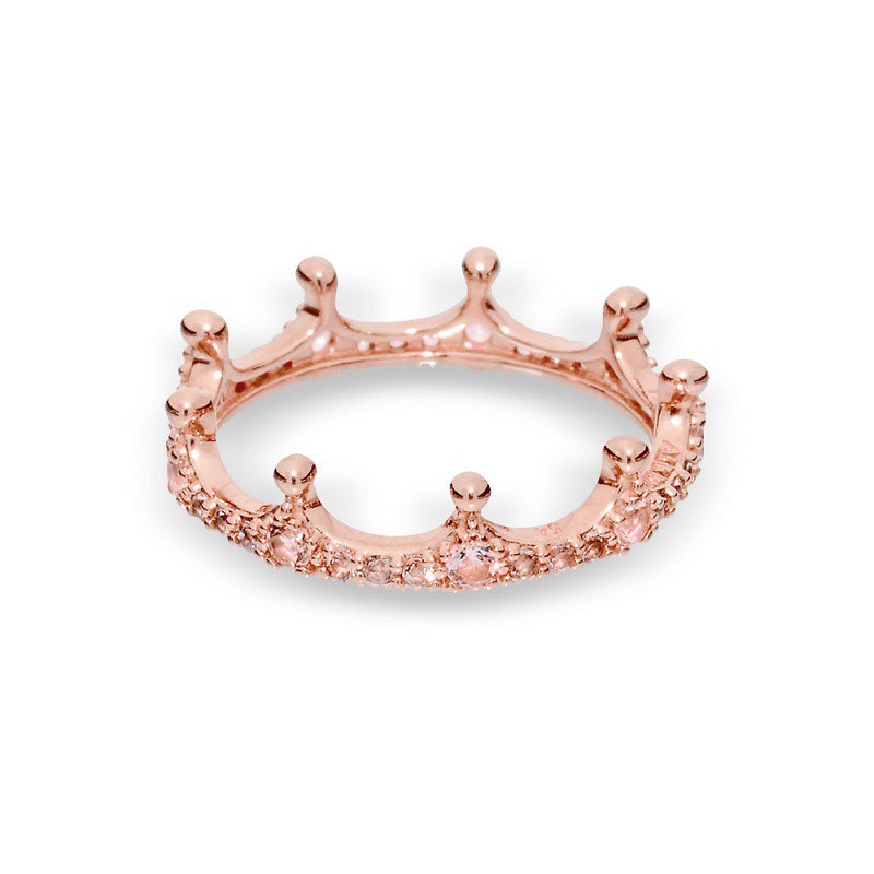 Nhẫn Pandora Mạ Bạc 925 Hình Vương Miện Lấp Lánh Phong Cách Cổ Điển