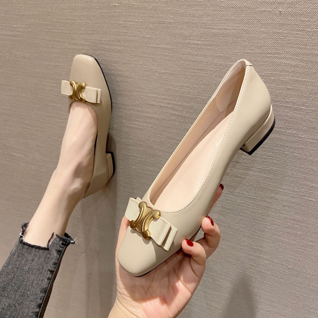 Giày Cao Gót Mũi Vuông Đế Dày Thanh Lịch Hợp Thời Trang Cho Nữ