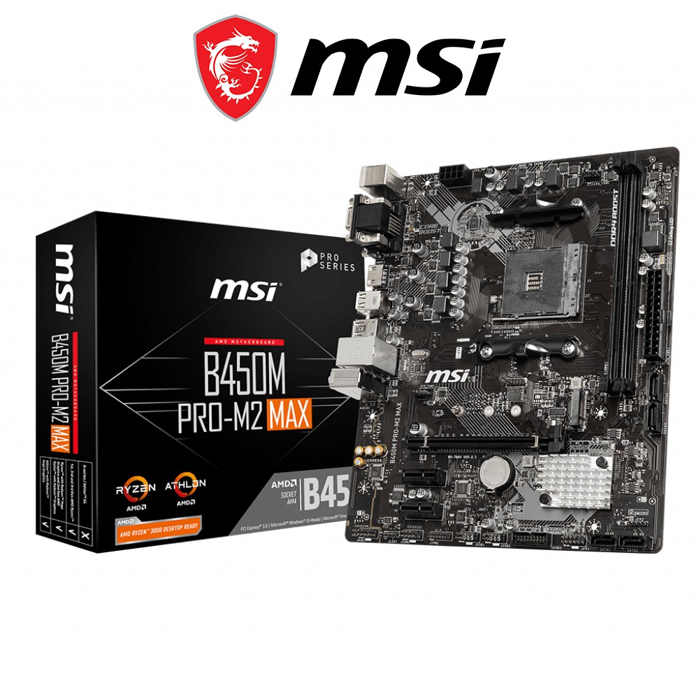 Bo mạch chủ Mainboard MSI B450M PRO-M2 MAX AMD B450, Socket AM4, m-ATX, 2 khe RAM DDR4