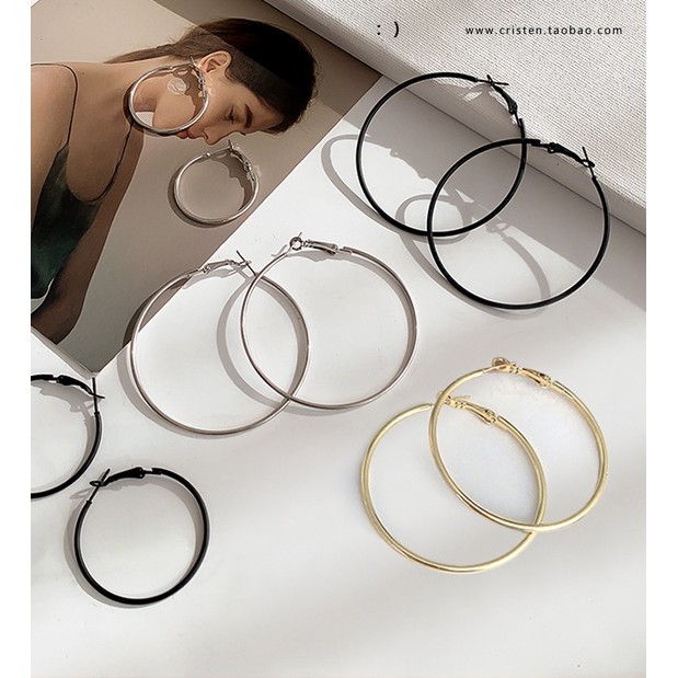 Khuyên Tai Dáng Tròn Lớn Phong Cách Âu Mỹ Sang Trọng