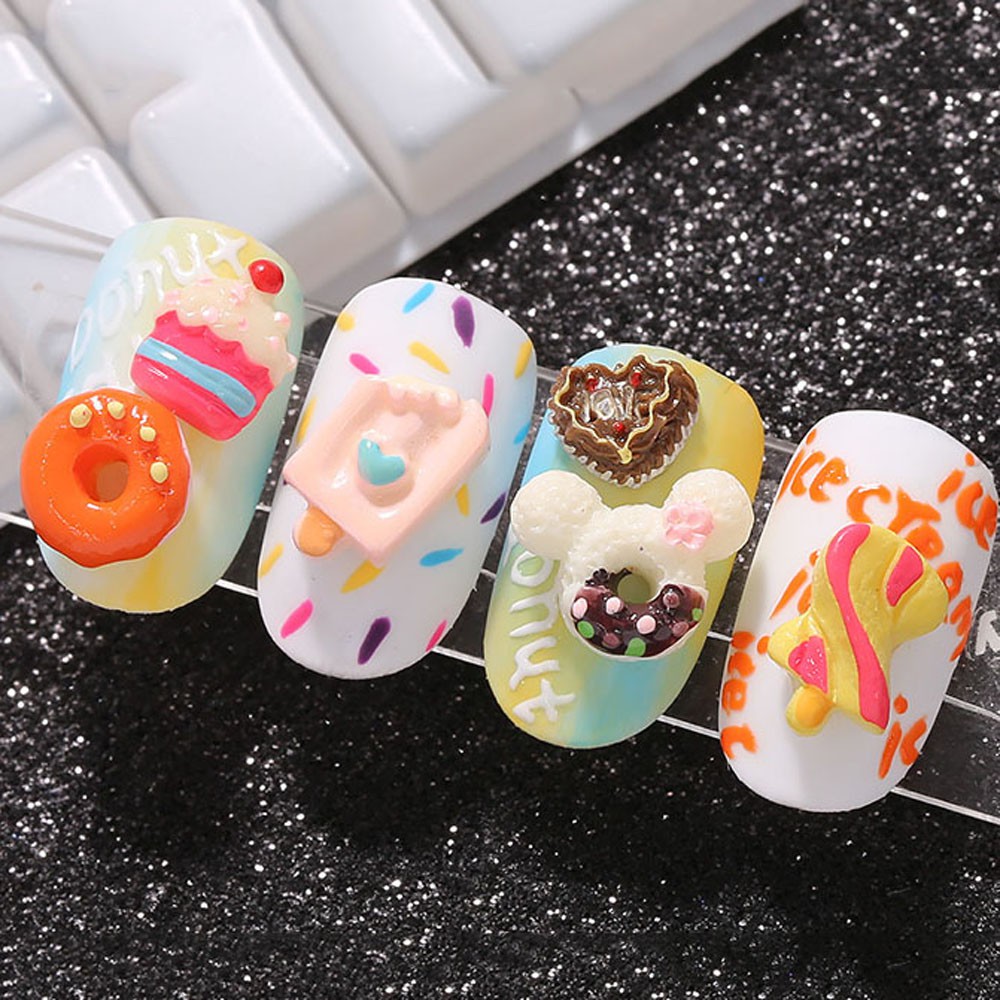[Hàng mới về] Phụ Kiện Trang Trí Móng Tay Hình Bánh Donut 3D Thiết Kế Xinh Xắn