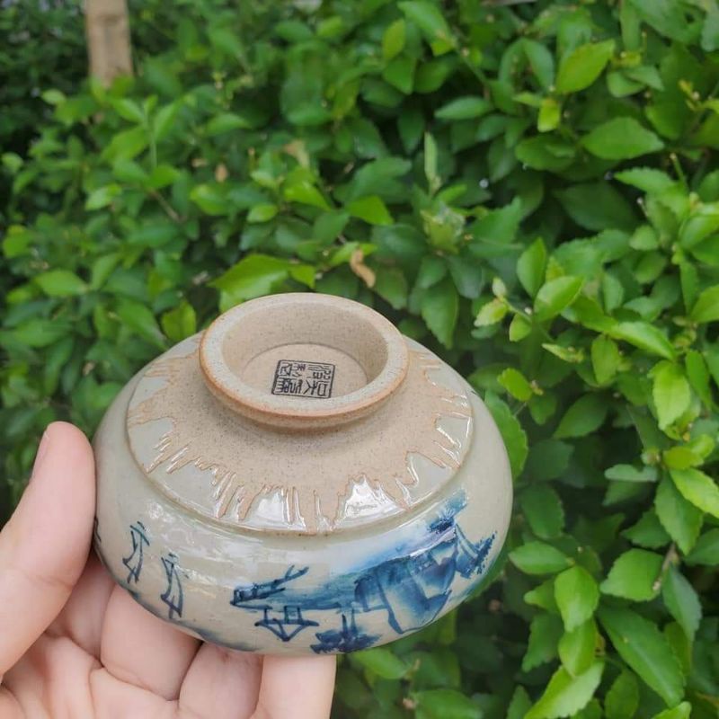 Chén chủ vẽ tay dòng chén tròn chân cao Triều Châu