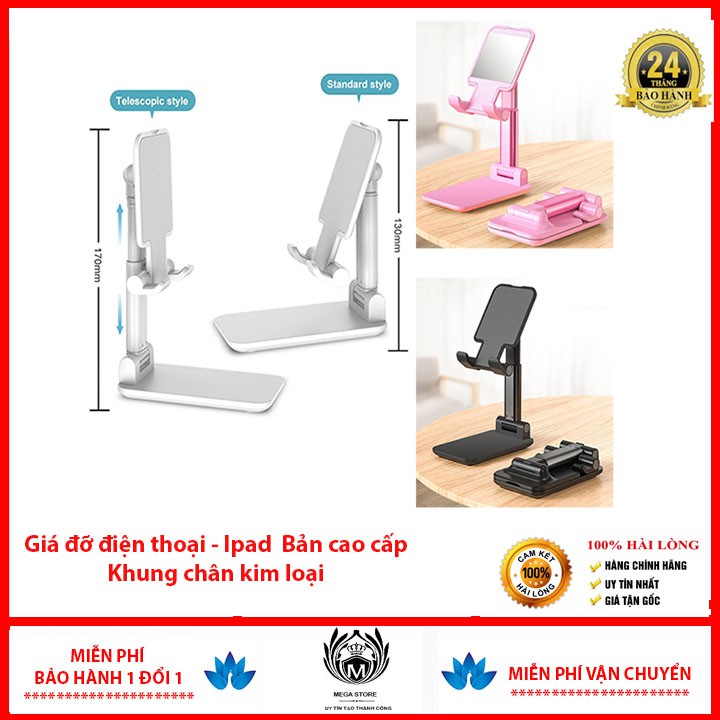 Giúp bé học online Giá đỡ điện thoại, iPad để bàn bản cao cấp Khung Kim Loại có thể gập gọn, chống tê mỏi tay