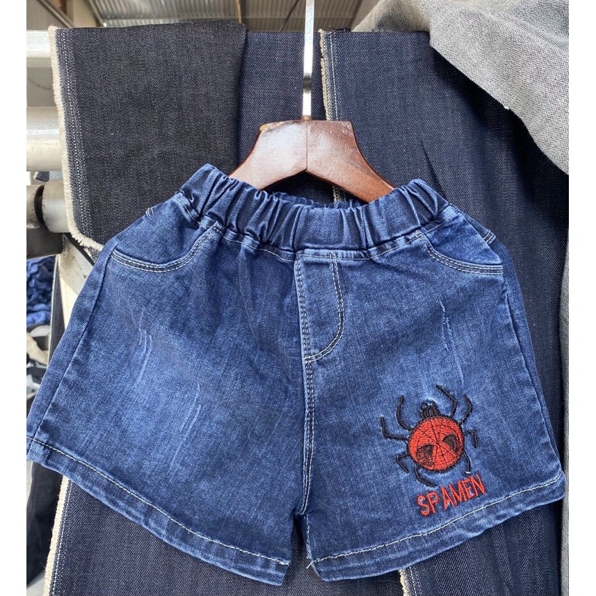 Quần Sóc JEAN bé trai - quần short cho bé họa tiết phối cá tính chất bò mềm