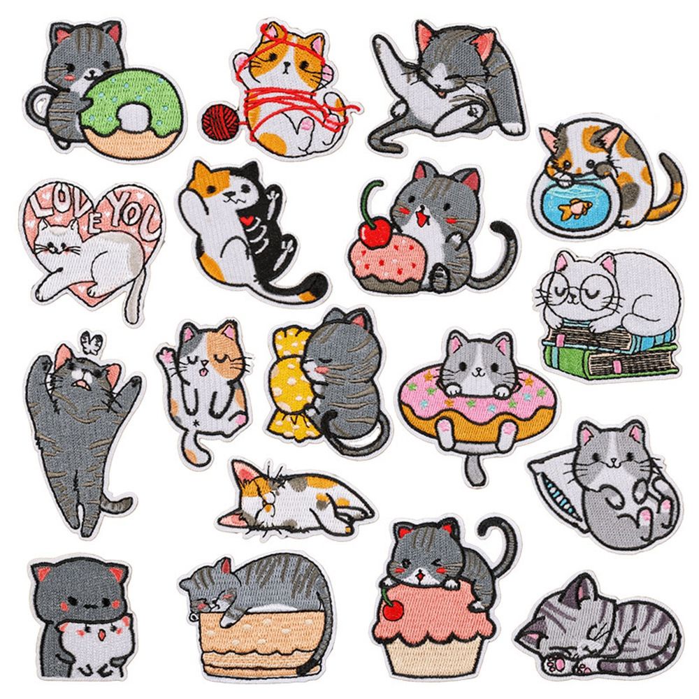 1 miếng vá thêu hình mèo hoạt hình trang trí quần áo cho bé DIY