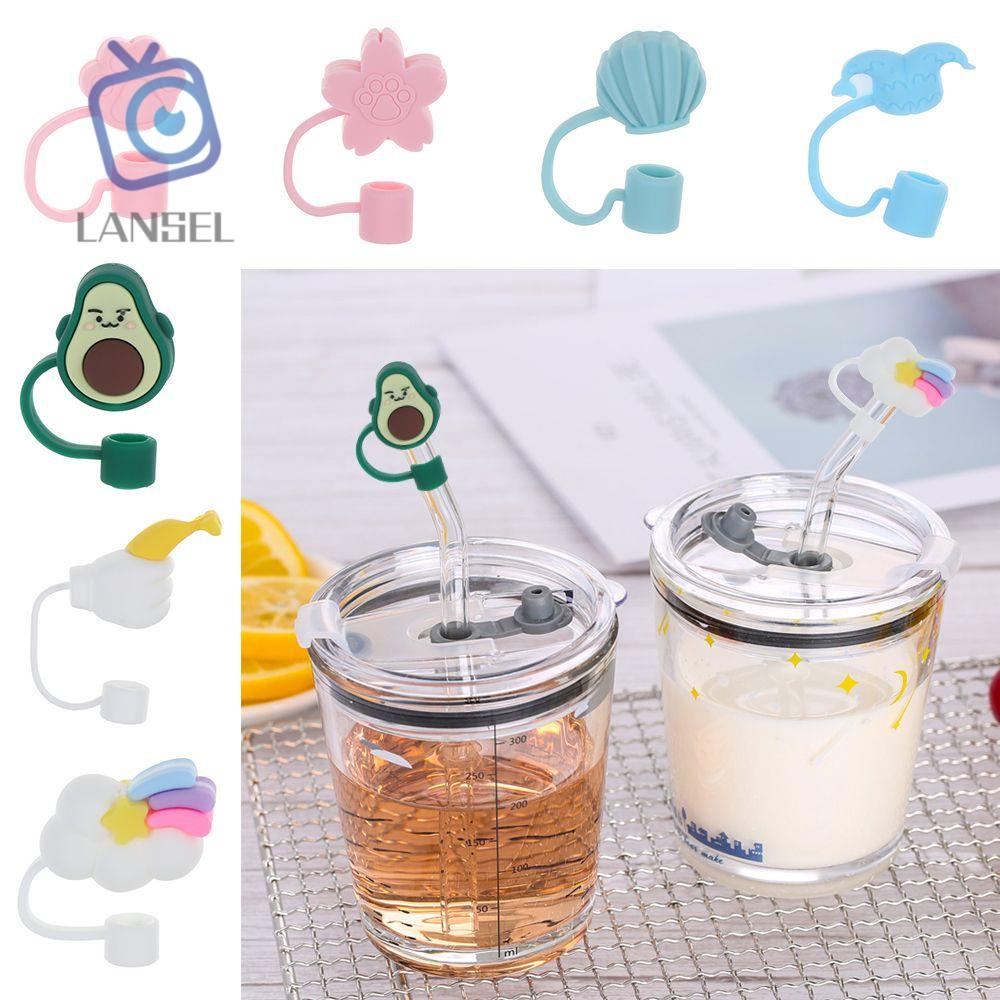 Nắp đậy ống hút hoạt hình bằng silicon chống bụi chống văng có thể tái sử dụng