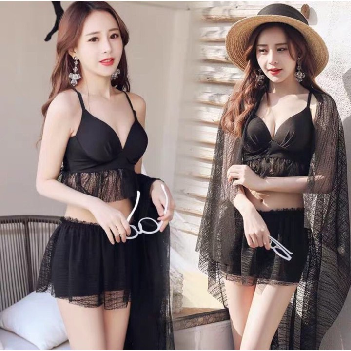 Bộ áo tắm bikini dây yếm kèm khăn choàng siêu hot DEAL SOOC
