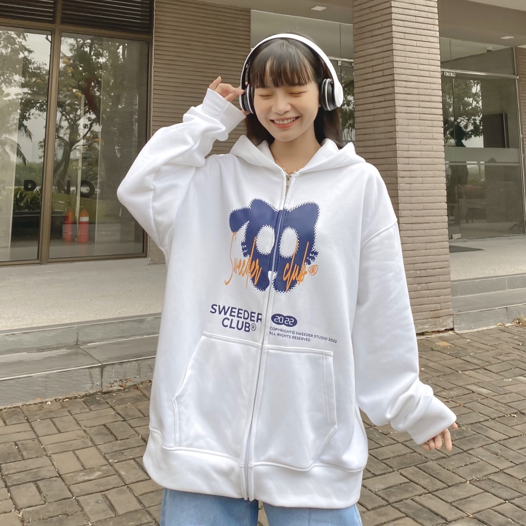Áo Khoác Hoodie CAT Nam Nữ Unisex Form Rộng Phối Zip Vải Nỉ Bông Dày Dặn - GIDI