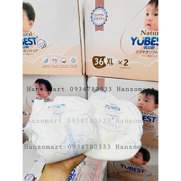 Bỉm Yubest Natural quần S88/M80/L78/XL72/XXL68