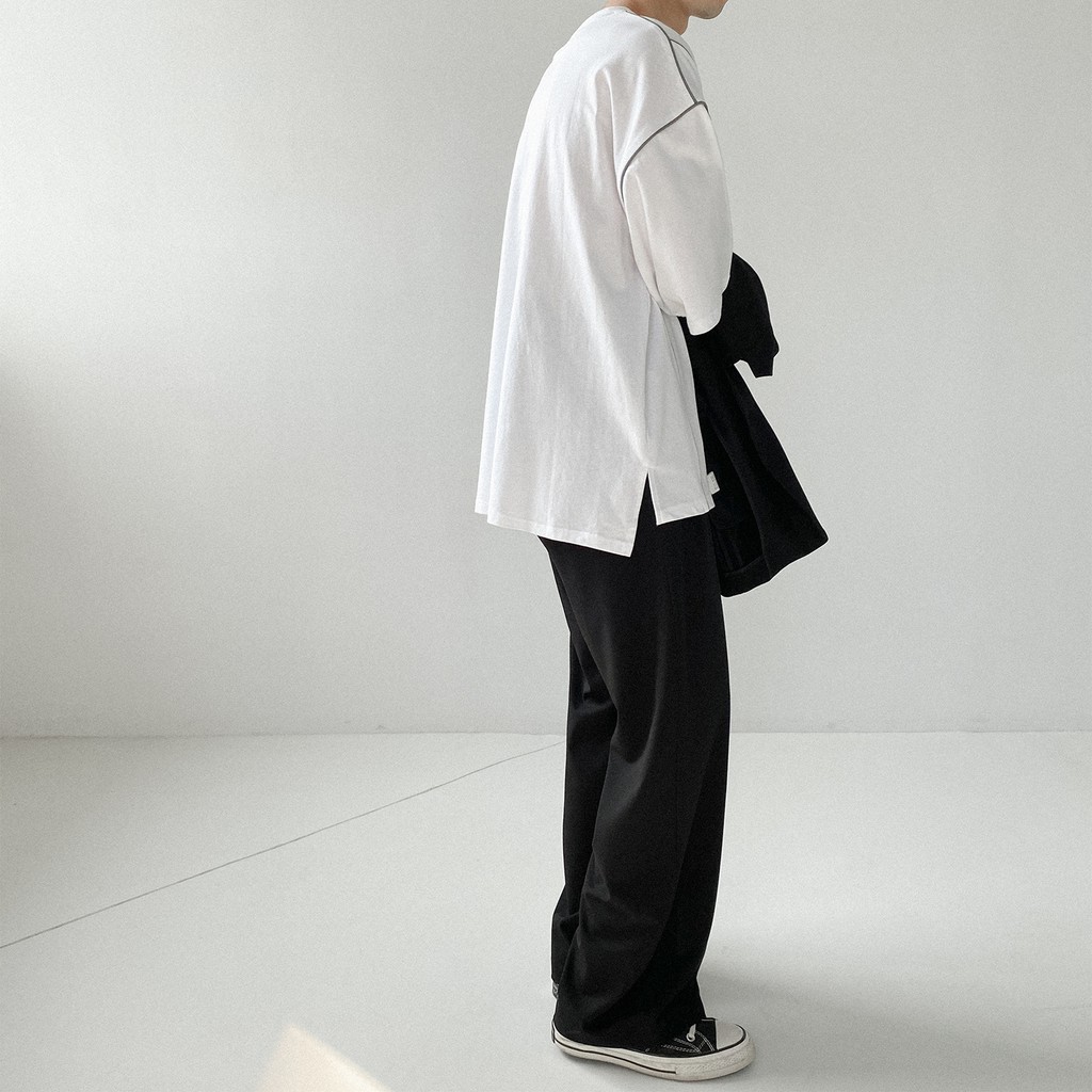 Áo thun nam unisex đơn giản màu đen trắng form rộng giống hình