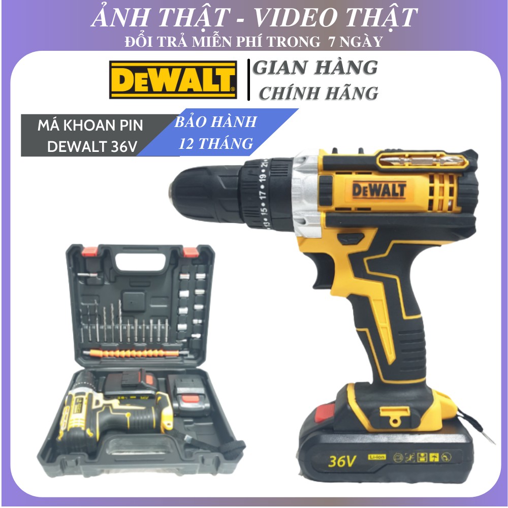 [CHÍNH HÃNG] Máy khoan pin DeWalt 36V 3 Chức Năng kèm 24 Phụ Kiện