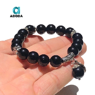 Vòng Tay Phong Thủy Màu Đen ADODA Dành Cho Nữ Mệnh Mộc Và Thủy, Size 10mm/10li
